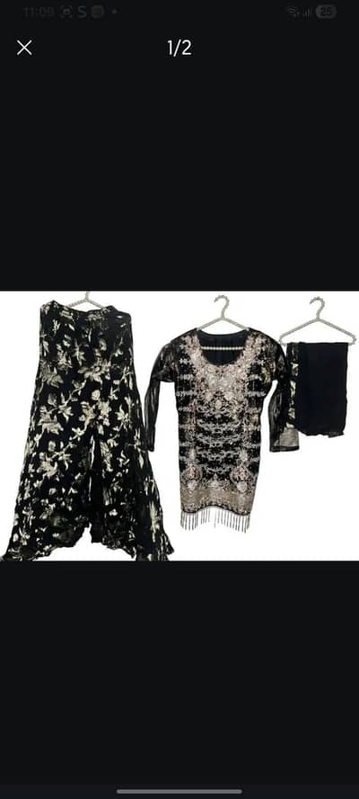 ​Black Party Wear Sharara Set