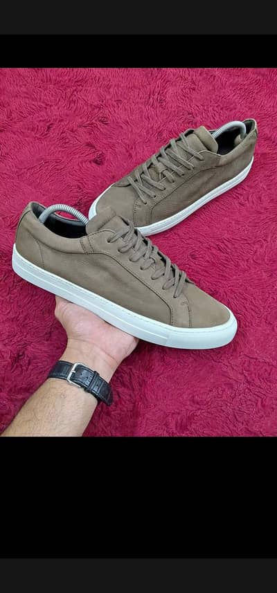 Authentic Massimo Dutti Nubuck Leather Low-Tops, Size 44