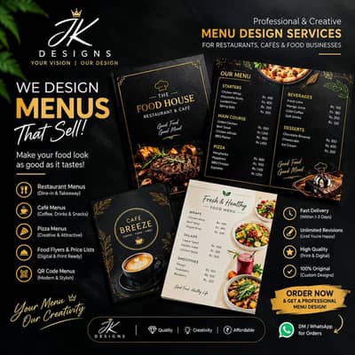 PROFESSIONAL MENUS AT CHEAP PRICE DM FOR ORDER