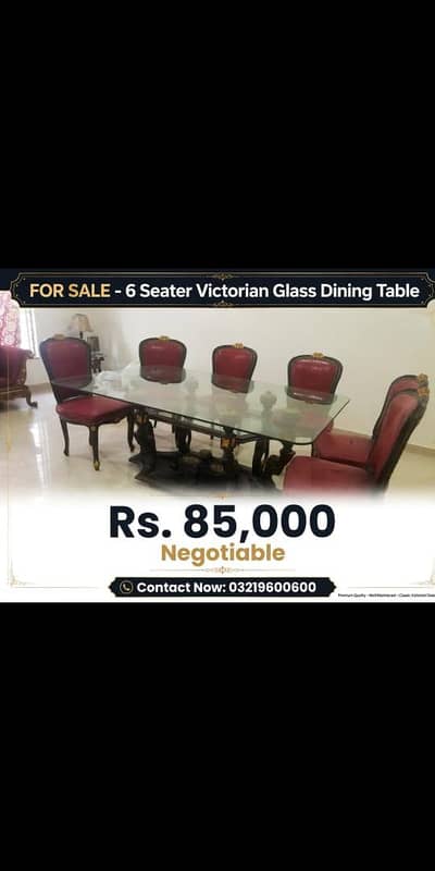 victorian dining Table with 6 chairs