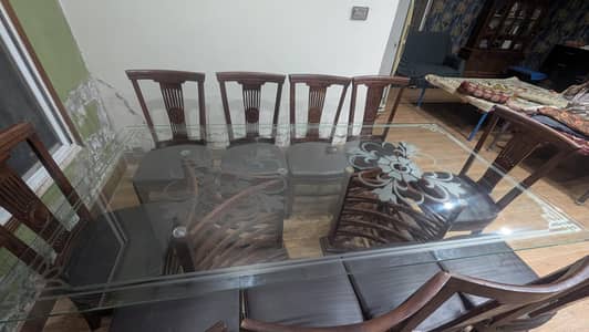 10 seater dining table set with Large Glass table- Good condition