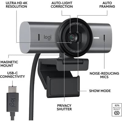 Logitech MX Brio 4K Ultra HD Webcam | Premium USB-C Camera