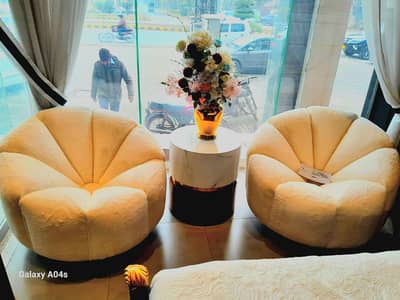 Luxury Revolving Flower Chairs | Iron Base | Premium Sofa Chairs
