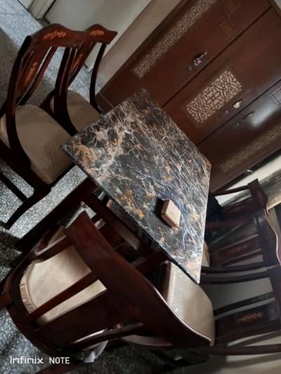 marble top dining table with 6 chair