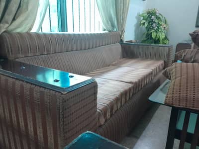 3-2-2 its seven seater sofa set, stitched in jute fabric