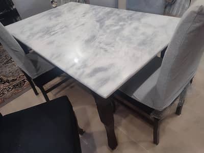6 chairs with original marble top table