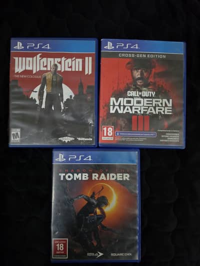 PlayStation 4 /5 Games (Modern Warfare 3, Tomb Raider & Wolfenstein 2)