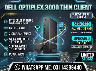 Dell OptiPlex 3000 Thin Client 12th gen N5105 Quad-core 8gb ddr4 32gb