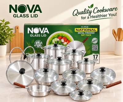 Cookware Kitchen Set with Glass Lids