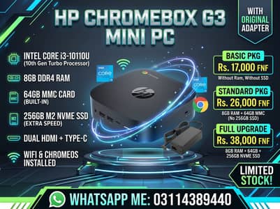New HP ChromeBox G3 Intel Core i3 10THGEN COMPLETE ANDROID BOX DDR4