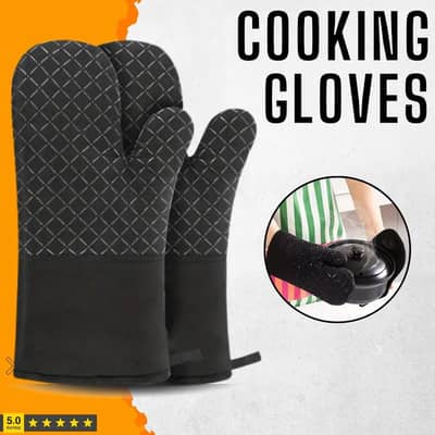 ​Heat Resistant Cooking Gloves Set | Kitchen Oven Mitts (Pair)