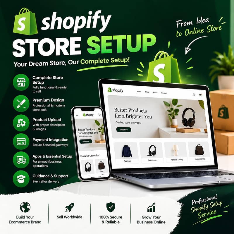 Professional Shopify Store Setup | Complete E-Commerce Website 0