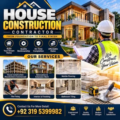 Construction Services, Floor & Wall Tile Fixing, Renovation, Builders