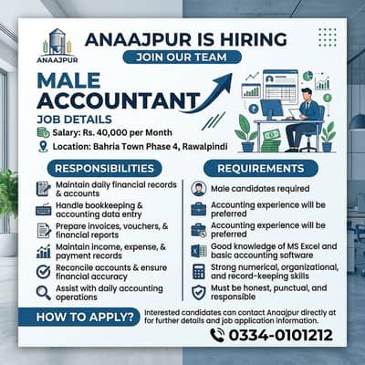 Male Accountant Required For Food Store