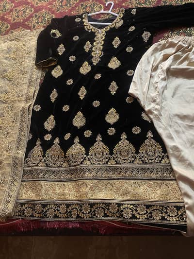 Black Velvet Embroidered 3-Piece Party Wear Suit with Dupatta