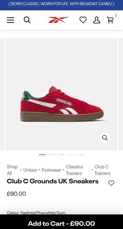 Reebok Club C grounds UK sneakers in flash red shoes