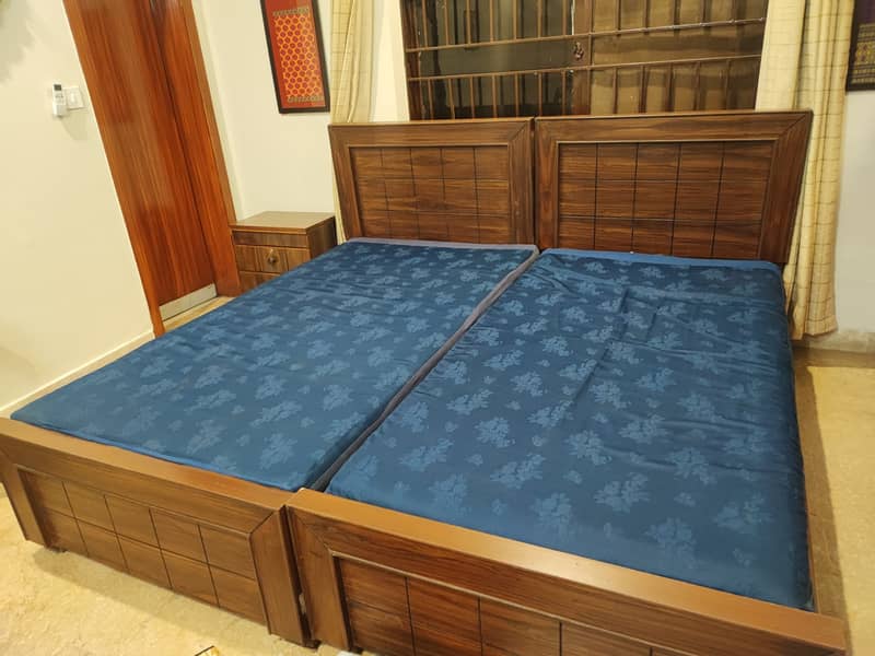 2 Single Beds  + 1 Side Table 2