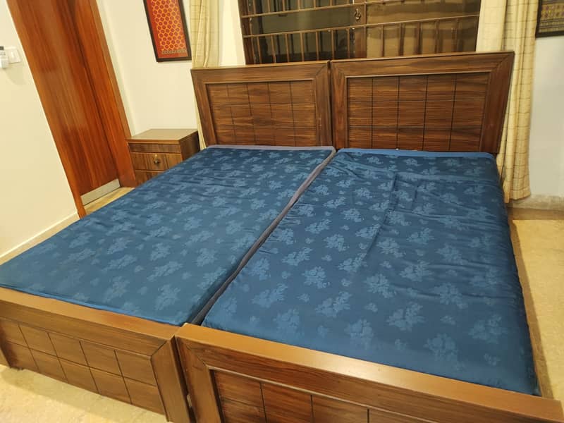 2 Single Beds  + 1 Side Table 3