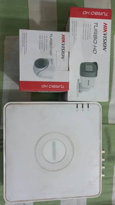 Hikvision dvr with 8 cameras, wires and adapters.