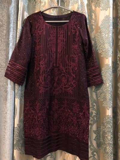 plum embroidery kurta
