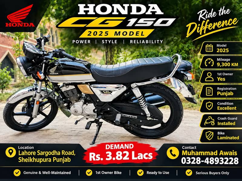 Honda CG 150 Urgent For Sale | Total Geniune | 1st Owner - Standard ...