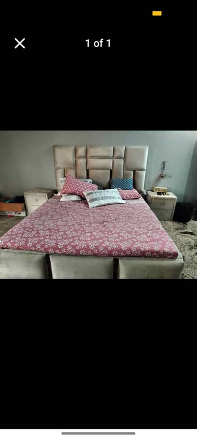 velvet cushion self made bed with side tables and medicated mattress