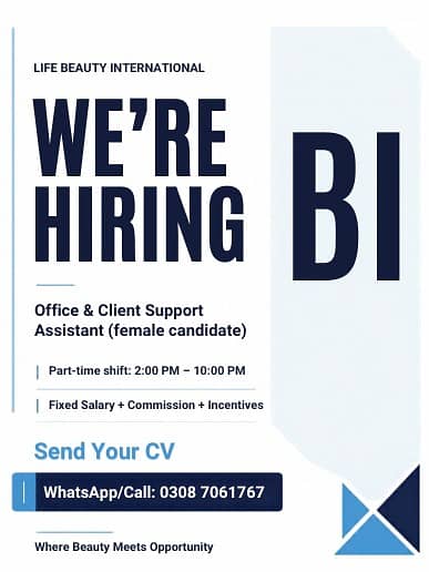 Female Office Assistant, Receptionist & Sales Staff Required