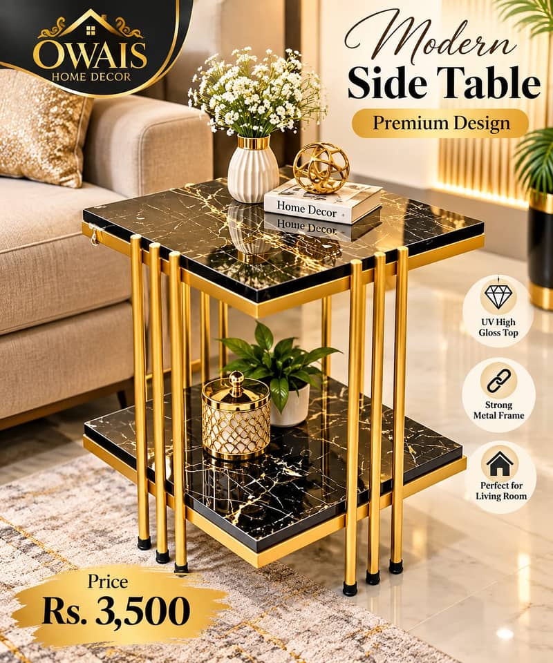 Table| Side Table|Modern Side Table|Bedside Table|Metal Frame Table 0