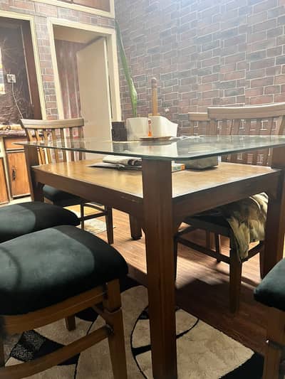 Wooden Dining Table with 6 Wooden Chairs, Negotiable Price