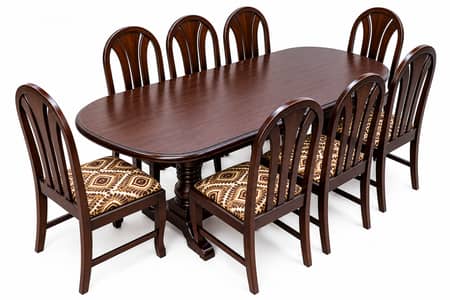 Wooden Dining Table Set with 8 Chairs – Good Condition