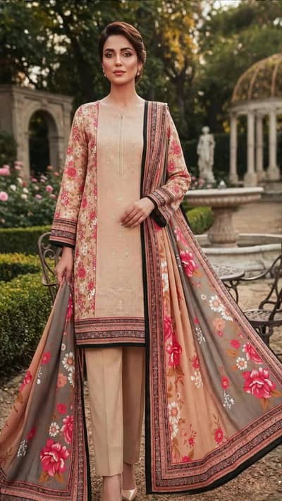 Beautiful Ladies 3 Piece Printed Lawn Suit with Dupatta