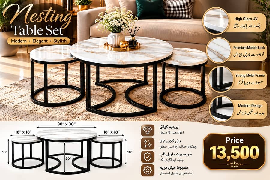 3 Piece Nesting Coffee Table 0