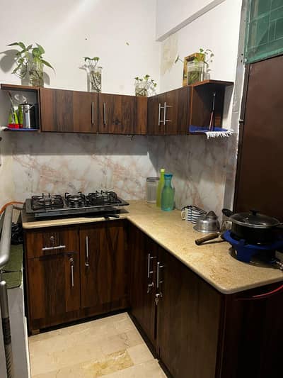 fridge, cabinets with slape nd shelves 4 seater sofa set