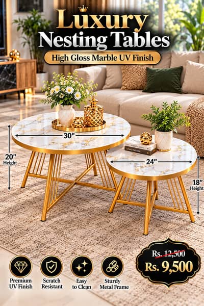 Luxury 3 Piece Nesting Coffee Table