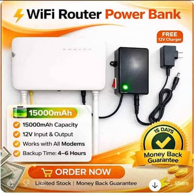mini Ups Wifi Router Power Bank 4 to 6 Batrry Back up