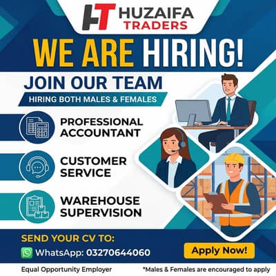 customer service, warehouse supervisor, professional accountant 5 Jobs