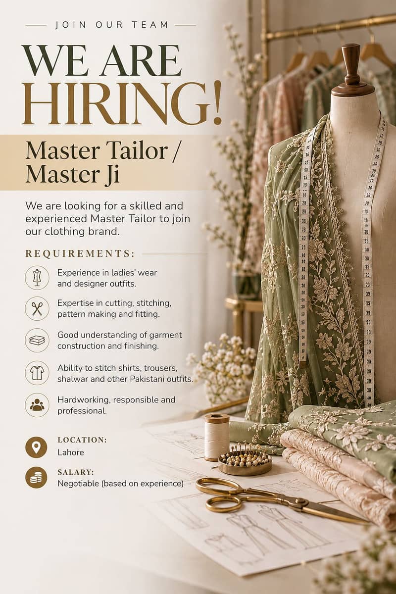  Master Ji / Tailor Required 0