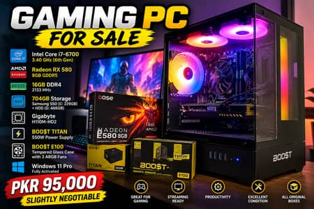 Gaming PC Core i7 6th Gen | RX 580 8GB | 16GB RAM | RGB Case