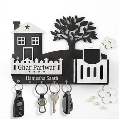 woden home tree mobile and key holder