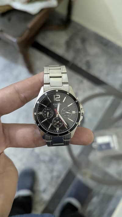 Casio MTP-1374 Men's Watch, Black Dial, Steel Bracelet