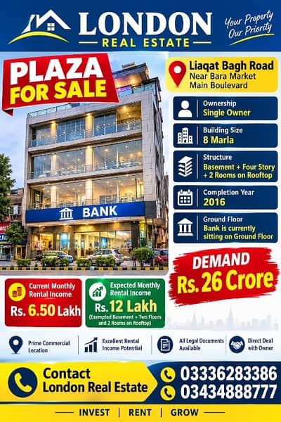 PLAZA FOR SALE LIAQAT BAGH ROAD
