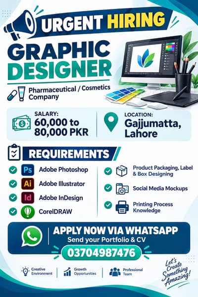 We need to have services of a GRAPHIC DESIGNER