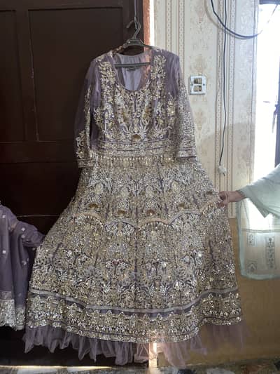 Heavy Mauve Bridal Maxi for Sale – Gold & Silver Embroidery
