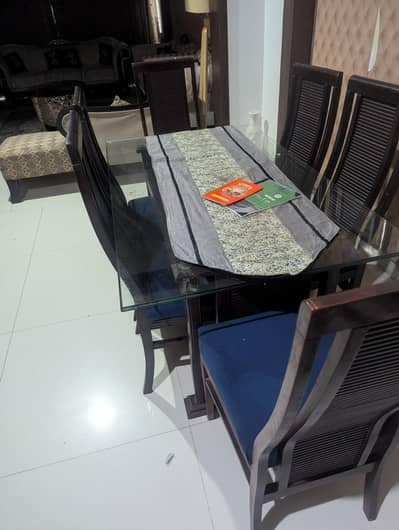 6 chairs glass dinning table