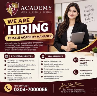 Female Manager Required | Female Job | Jobs In Lahore