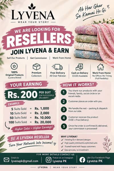 Lyvena PK Clothing Brand Is Hiring Resellers Work From Home