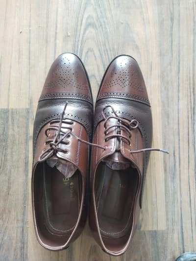 Brown Formal Cap-Toe Oxford Leather Shoes - Size 9 - New Condition