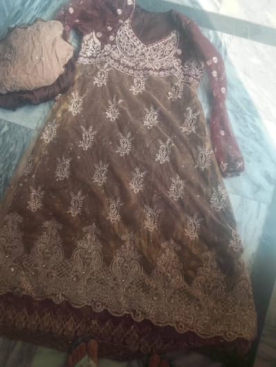 brown embroidery fancy maxi