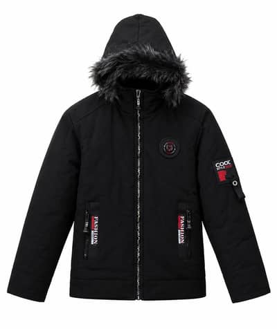 Black Fur Hood Puffer Jacket