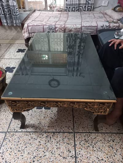 Sheesham Wood Center Table with 8mm Glass Top - I-10 Islamabad